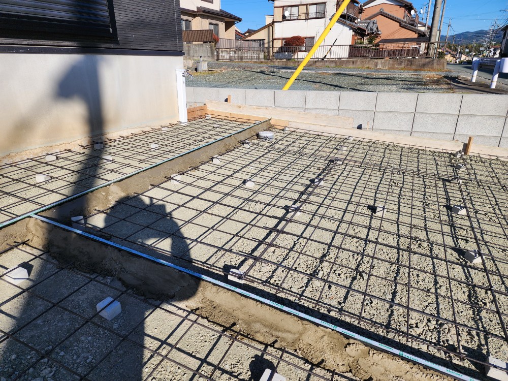 路盤造り及びコンクリ打設準備 路盤造り及びコンクリ打設準備